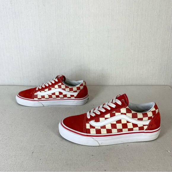 Vans~Women’s‎ Old Skool Retro Red Checkerboard Suede/Canvas Sneakers~Sz 5.5 - Picture 7 of 13